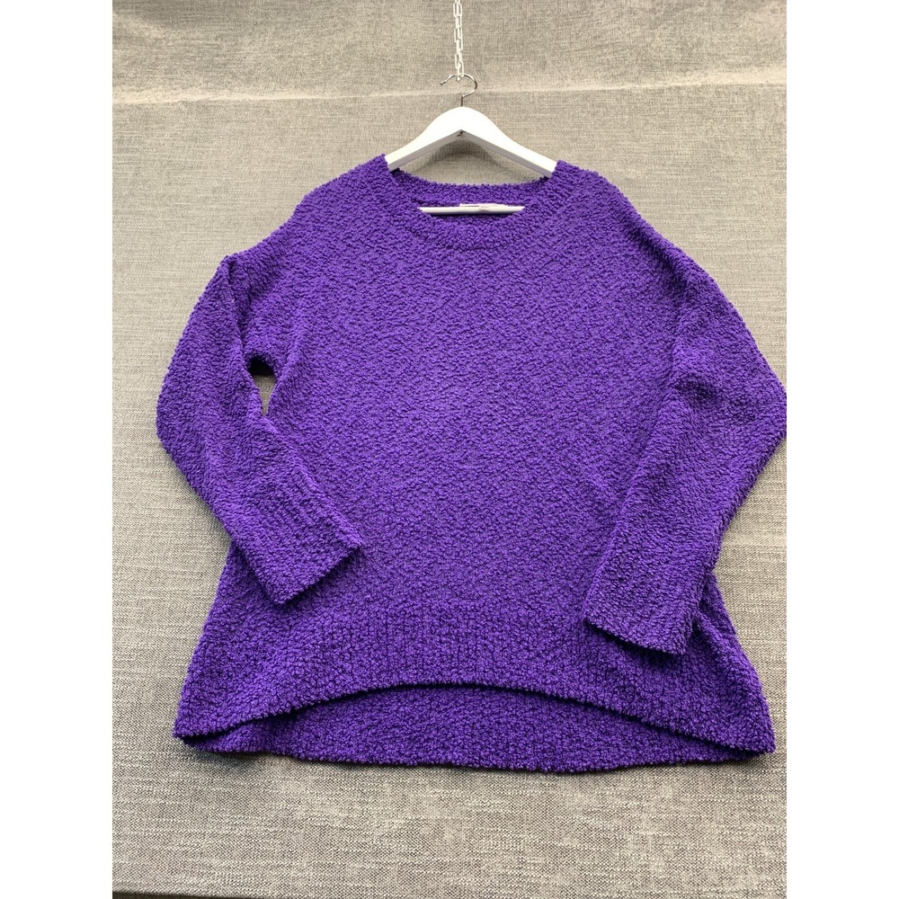 Seven7 Popcorn Chenille Sweater Womens Medium Purple Tight Knit Ribbed Winter